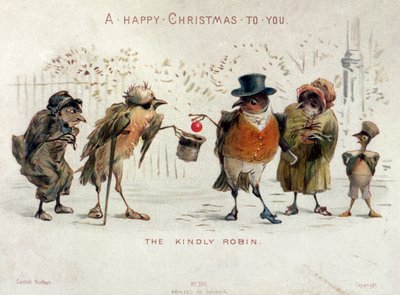 De Vriendelijke Roodborst, Victoriaanse kerstkaart door Castell Brothers